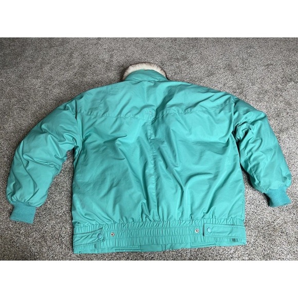 Vintage Obermeyer Ski Jacket Women's Size 16 Teal Green PUFFER Zip Button - Picture 14 of 16